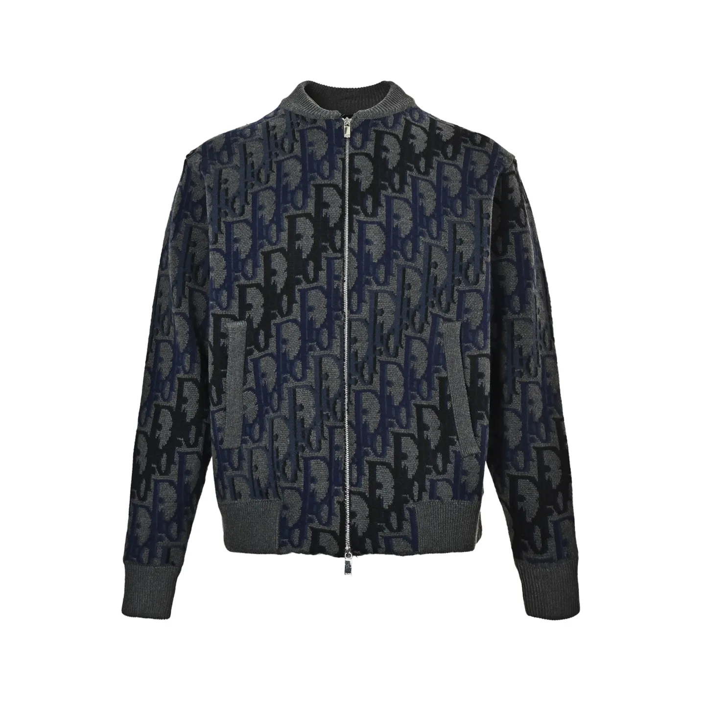 Dior/Dior presbyopic gradient all-over jacquard round neck zipper cardigan jacket