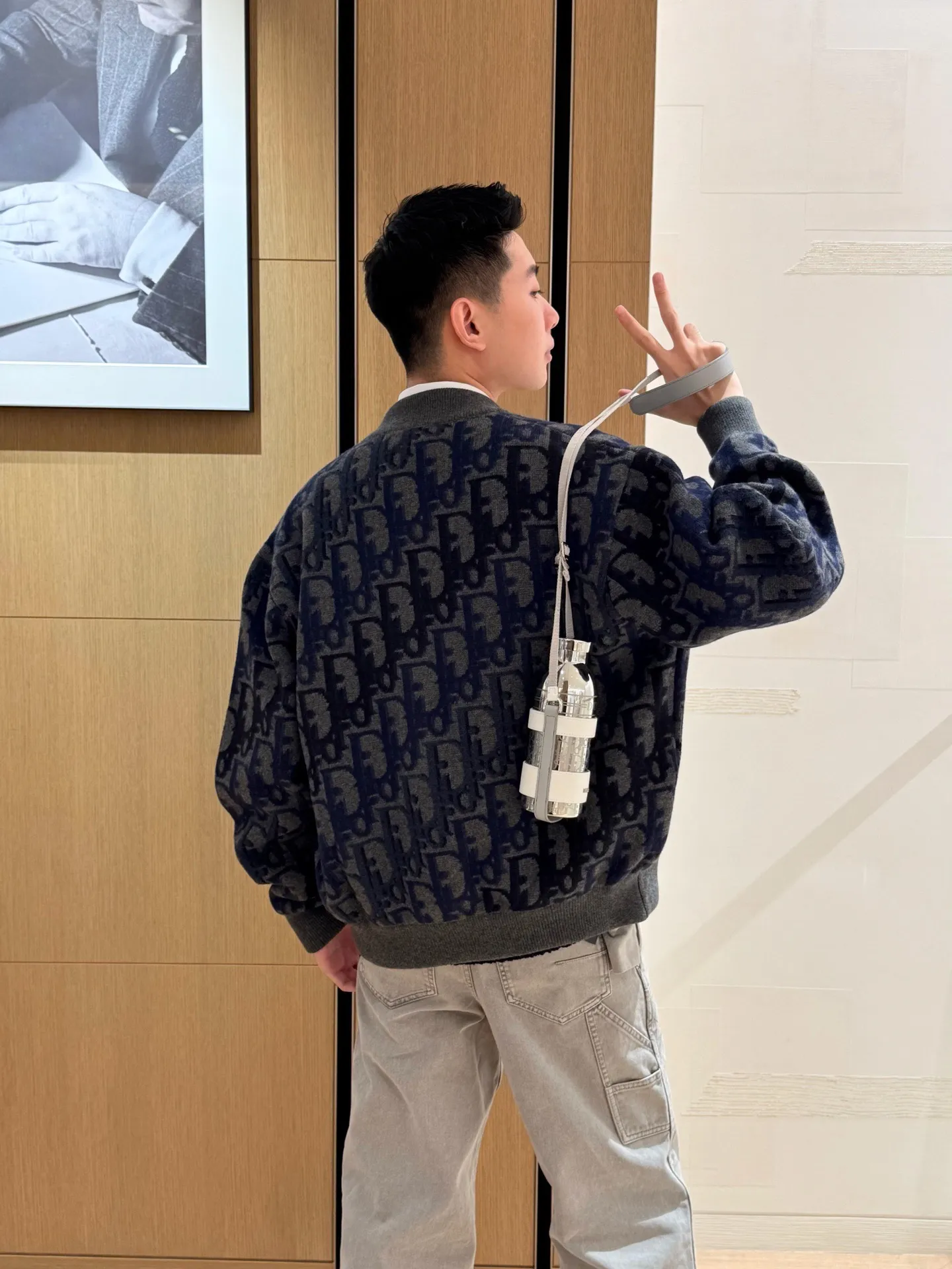 Dior/Dior presbyopic gradient all-over jacquard round neck zipper cardigan jacket