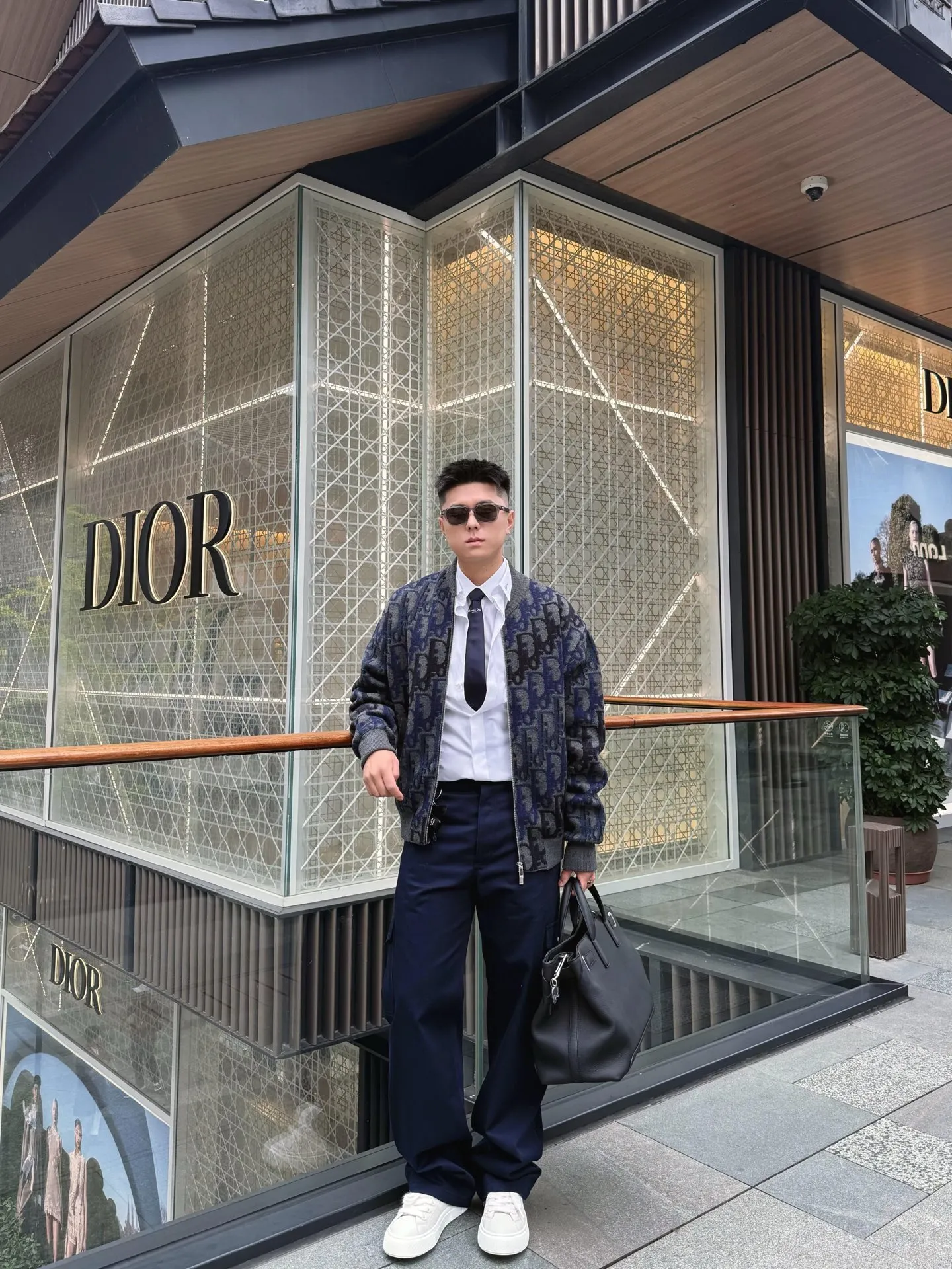 Dior/Dior presbyopic gradient all-over jacquard round neck zipper cardigan jacket
