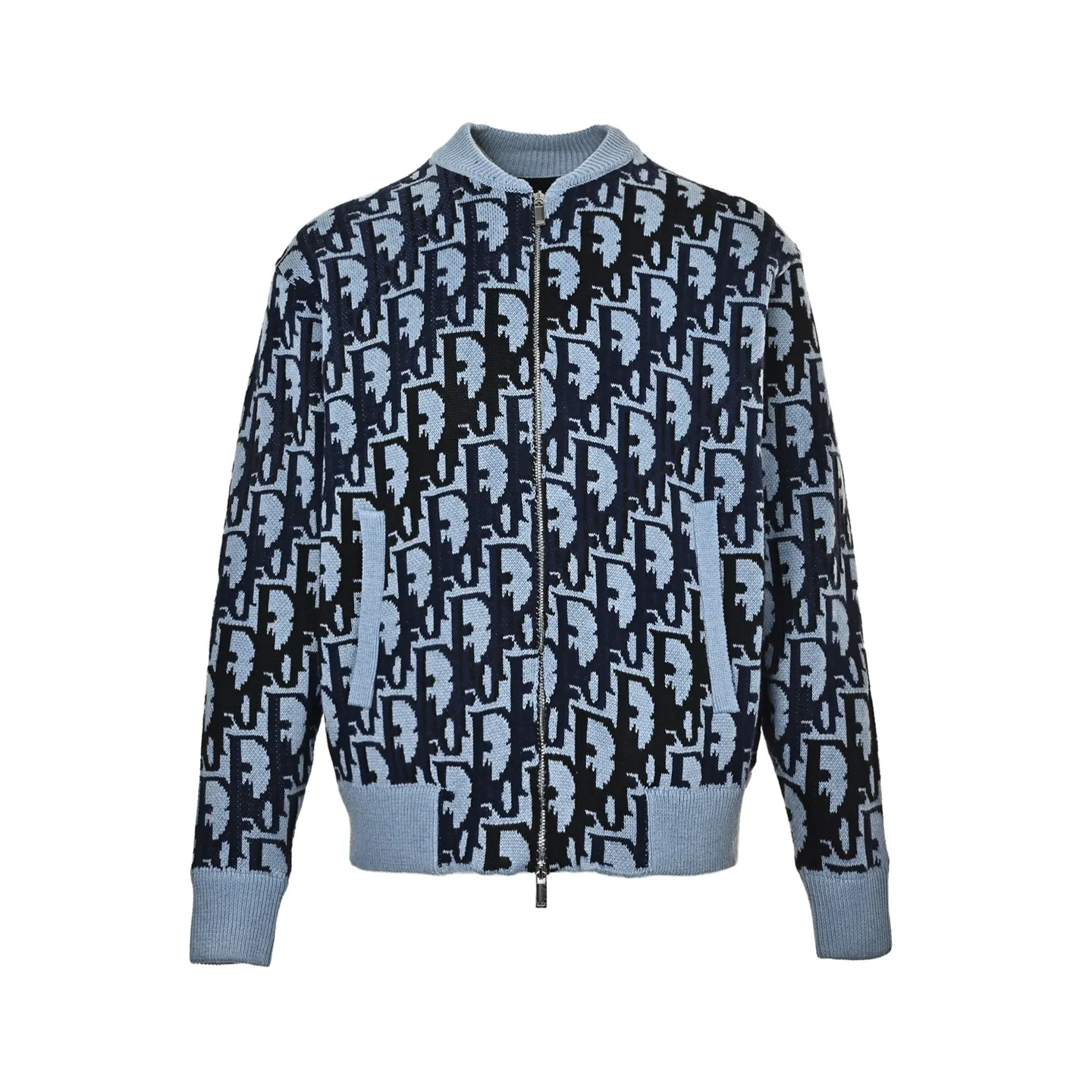Dior/Dior presbyopic gradient all-over jacquard round neck zipper cardigan jacket