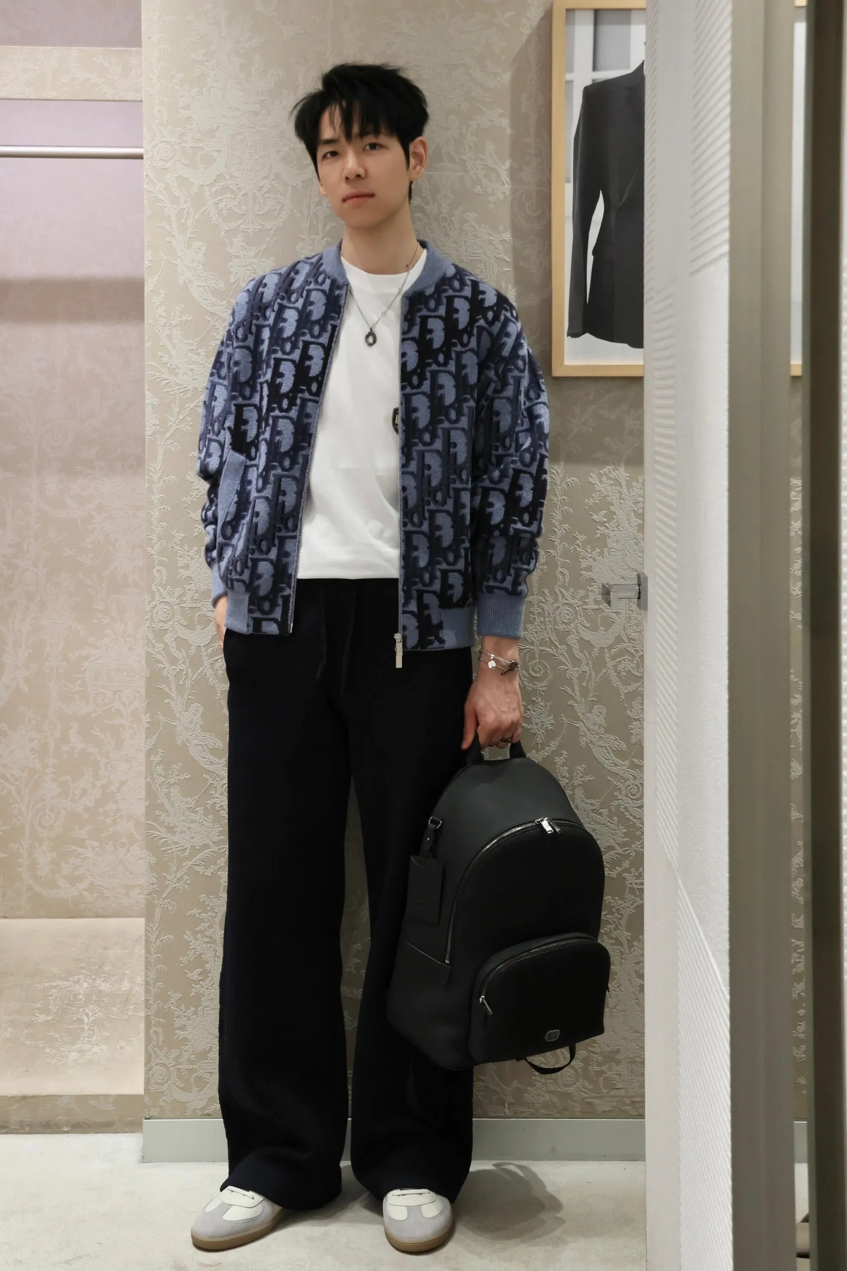 Dior/Dior presbyopic gradient all-over jacquard round neck zipper cardigan jacket