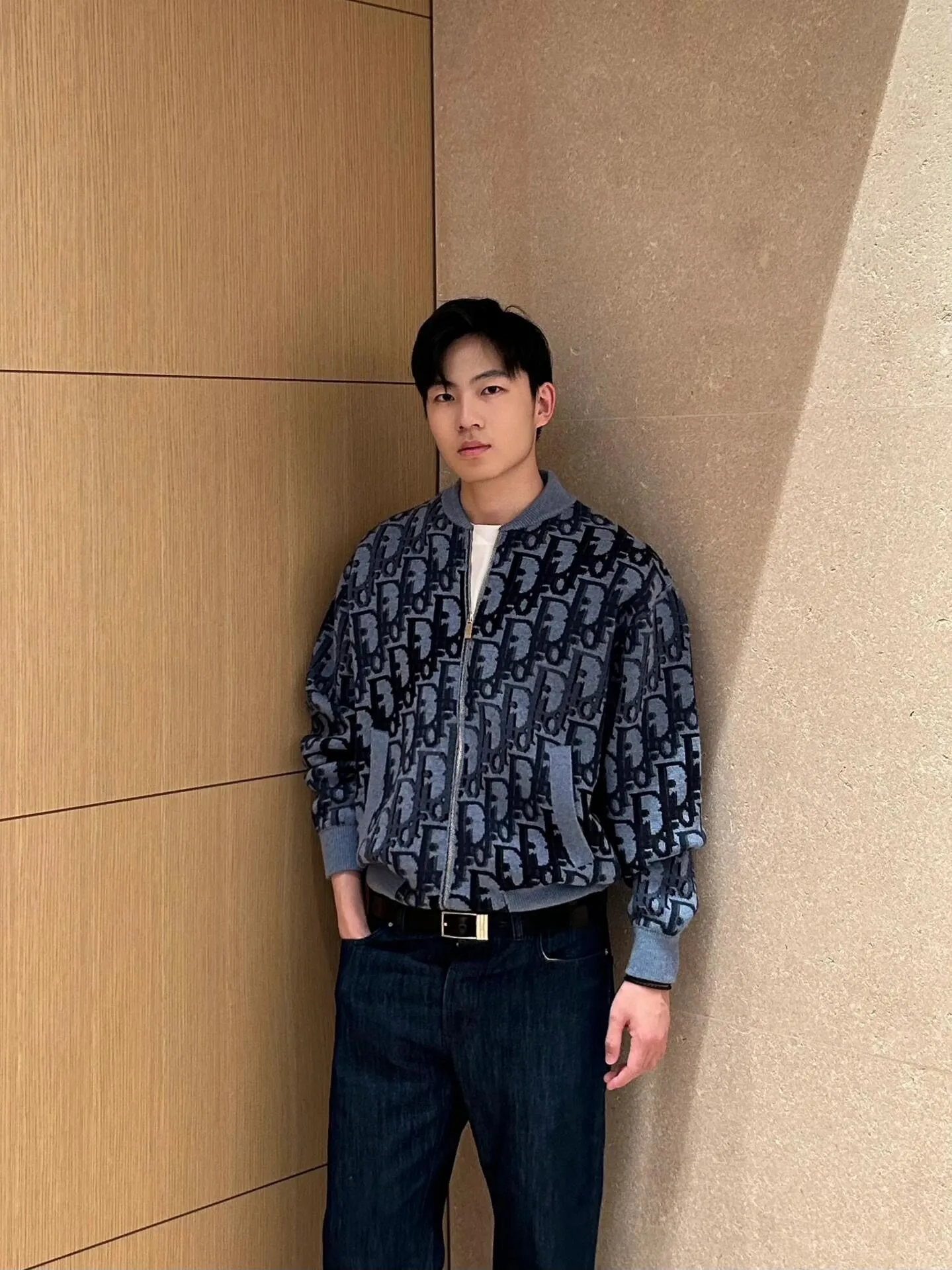Dior/Dior presbyopic gradient all-over jacquard round neck zipper cardigan jacket
