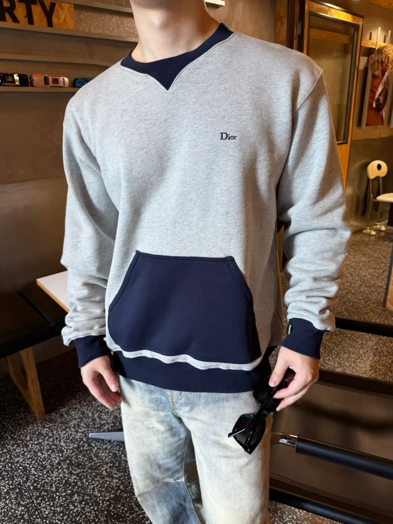 Dior/Dior embroidered logo stitching crewneck sweatshirt