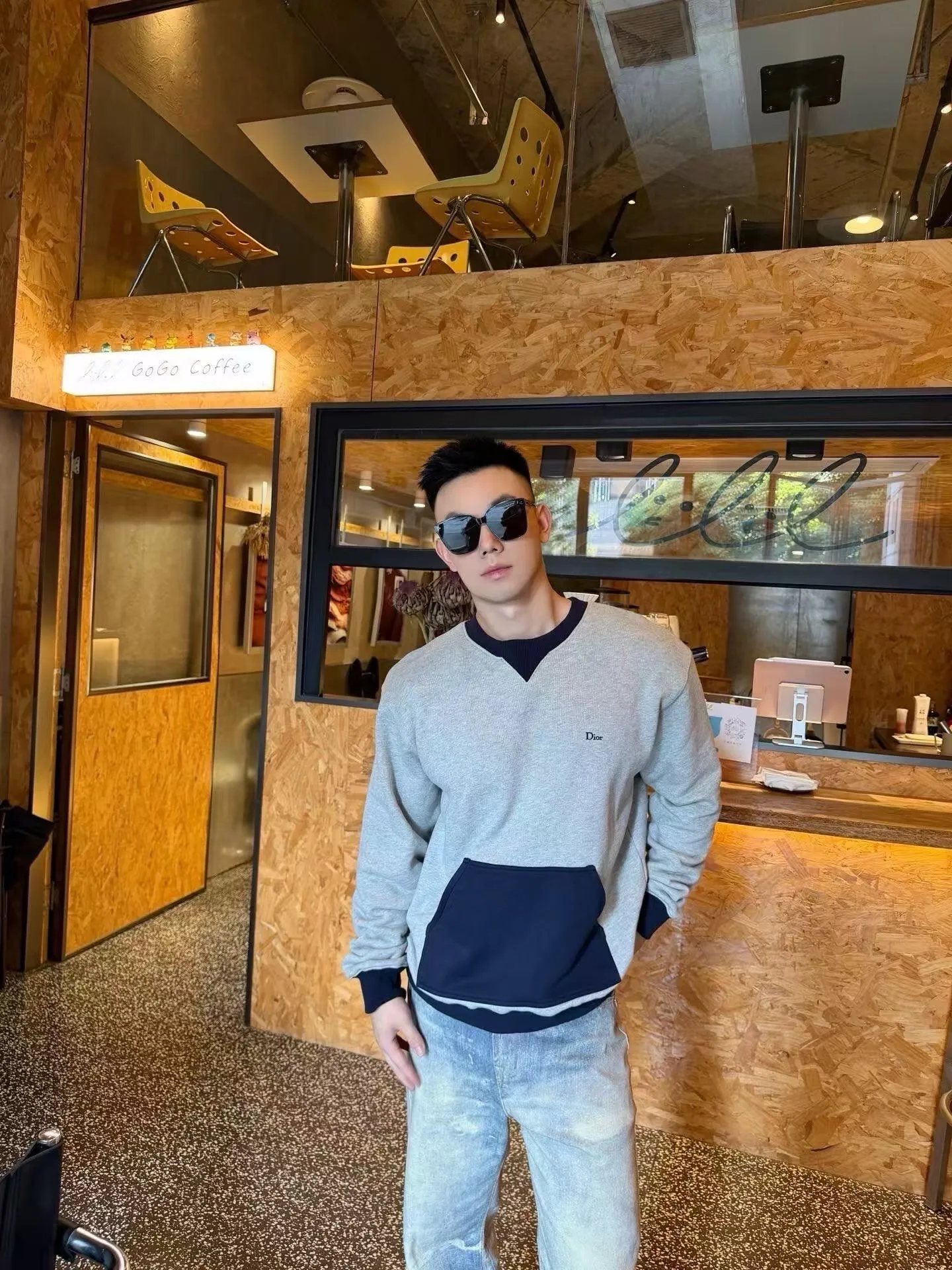 Dior/Dior embroidered logo stitching crewneck sweatshirt