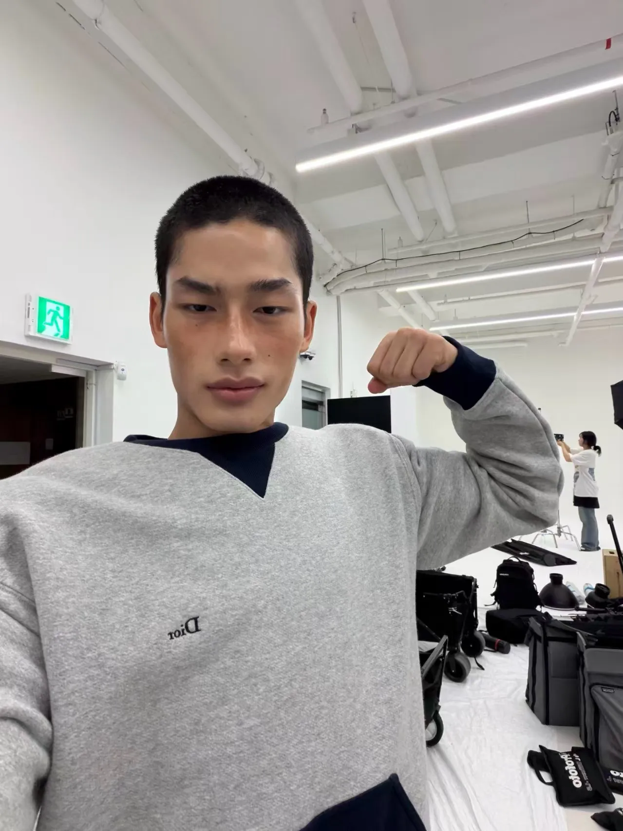 Dior/Dior embroidered logo stitching crewneck sweatshirt