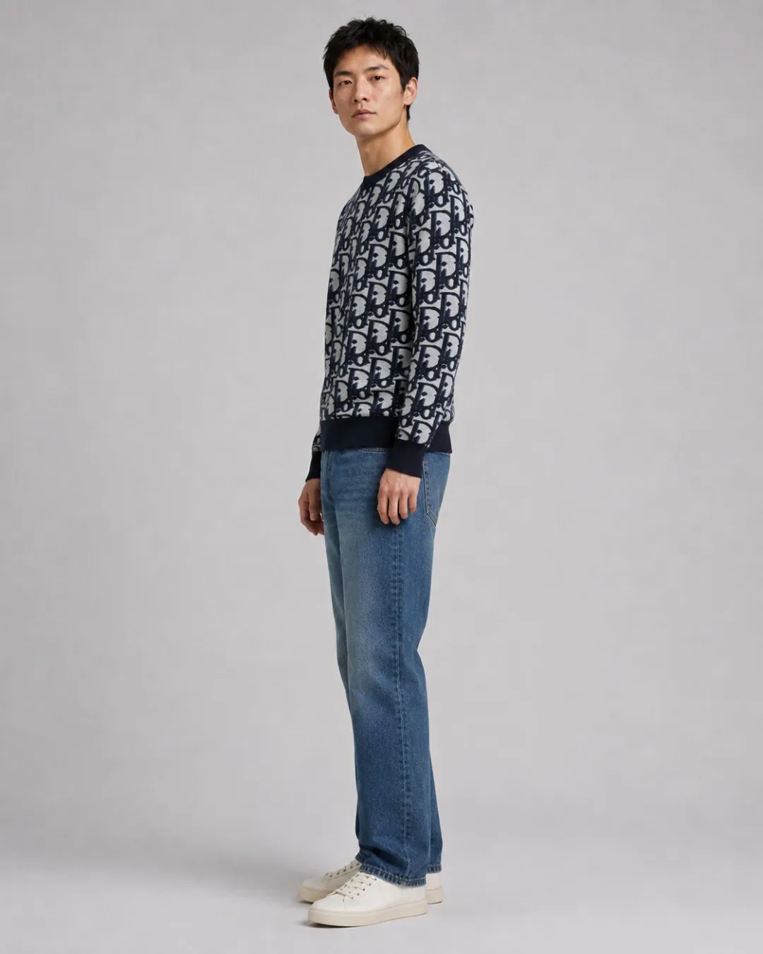 Dior/Dior Full Print Cotton Wool Blend Jacquard Knit Sweater