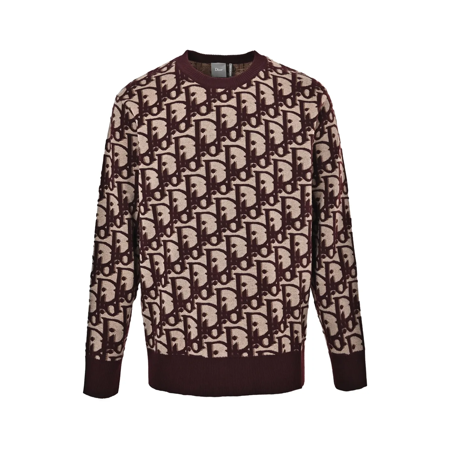 Dior/Dior Full Print Cotton Wool Blend Jacquard Knit Sweater