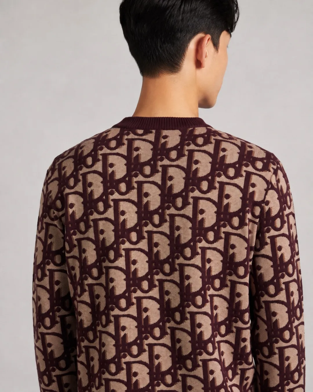 Dior/Dior Full Print Cotton Wool Blend Jacquard Knit Sweater