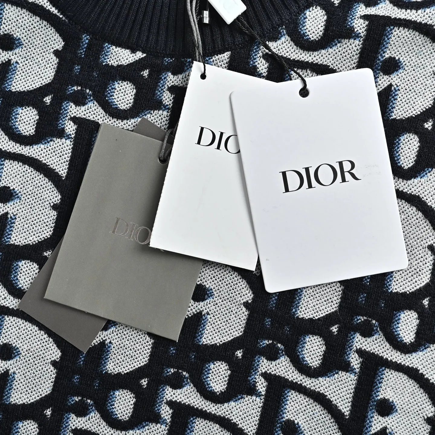 Dior/Dior Full Print Cotton Wool Blend Jacquard Knit Sweater