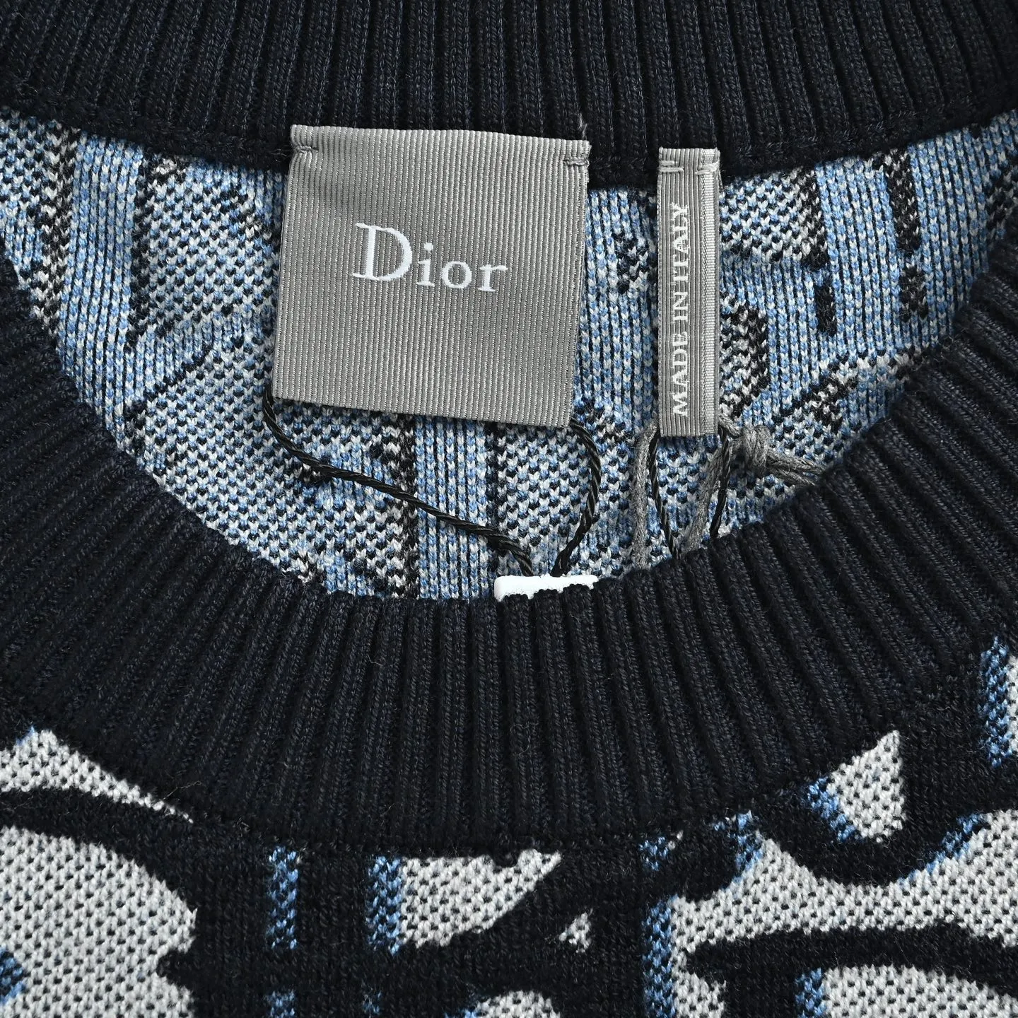 Dior/Dior Full Print Cotton Wool Blend Jacquard Knit Sweater