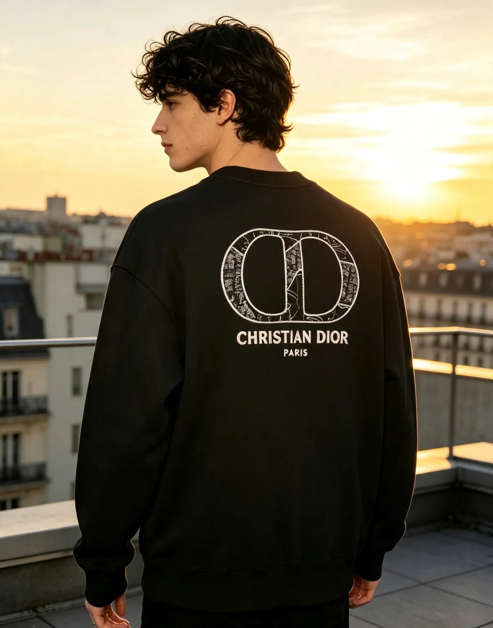 Dior/Dior Patches CD Embroidered Round Neck Sweatshirt