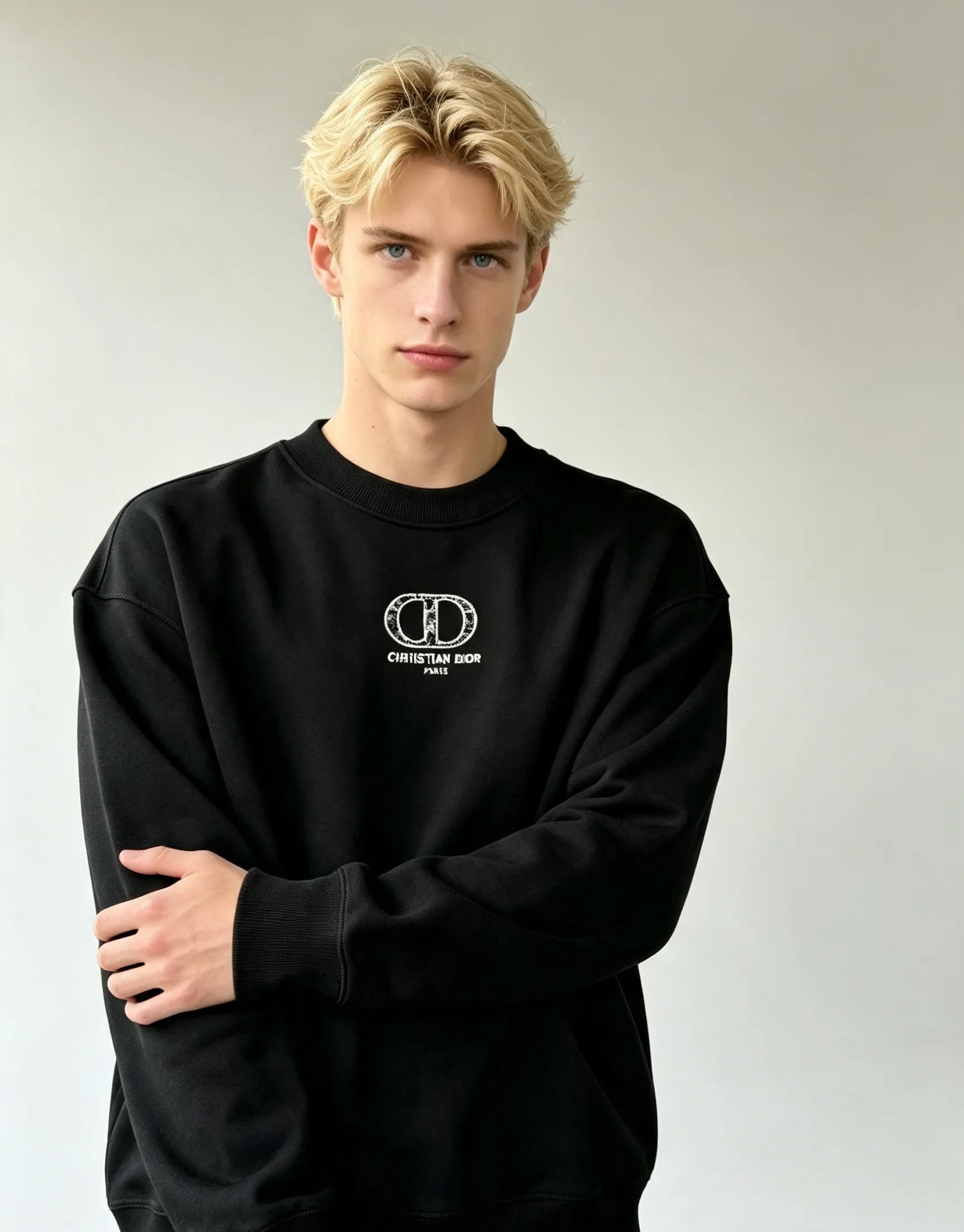 Dior/Dior Patches CD Embroidered Round Neck Sweatshirt