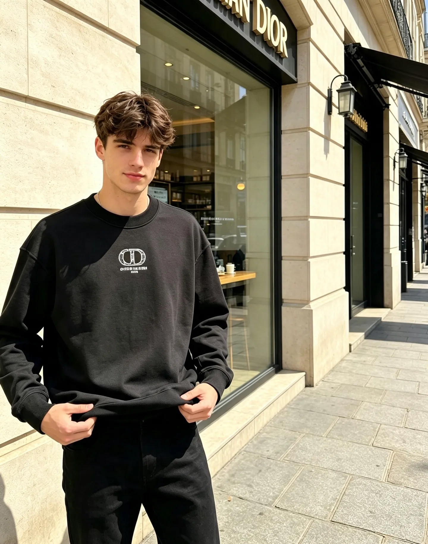 Dior/Dior Patches CD Embroidered Round Neck Sweatshirt