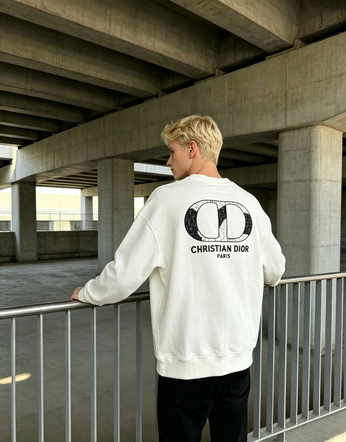 Dior/Dior Patches CD Embroidered Round Neck Sweatshirt