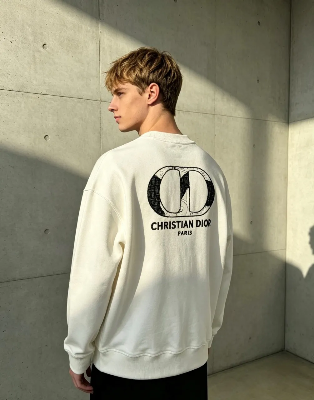 Dior/Dior Patches CD Embroidered Round Neck Sweatshirt