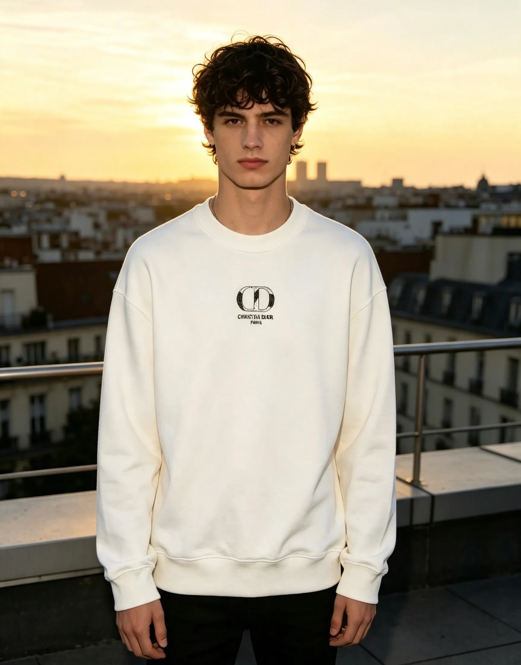 Dior/Dior Patches CD Embroidered Round Neck Sweatshirt