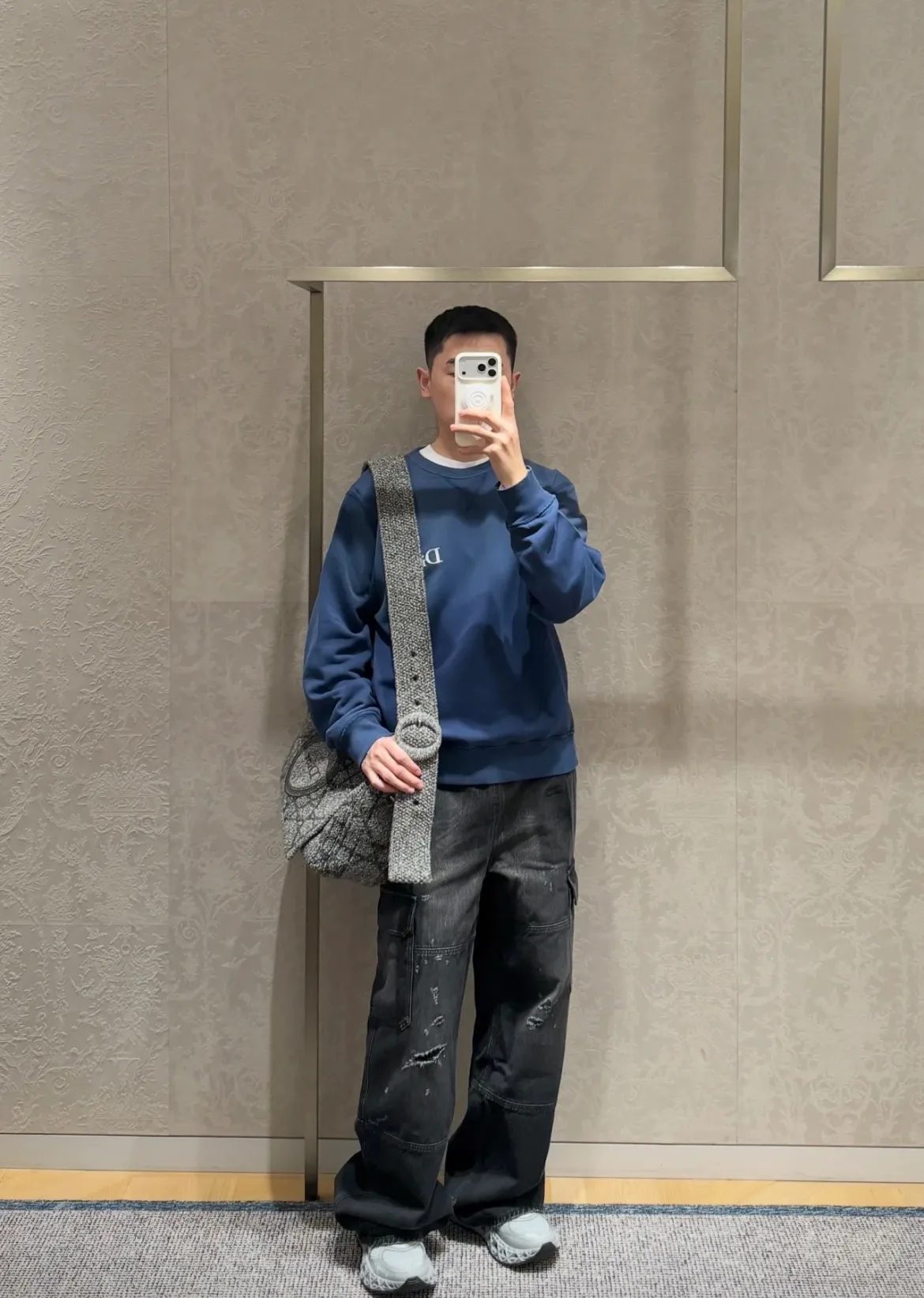 Dior chest embroidered logo crewneck sweatshirt