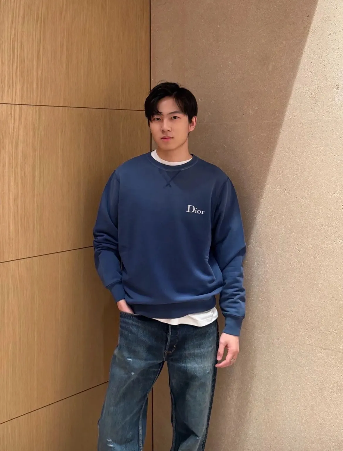 Dior chest embroidered logo crewneck sweatshirt