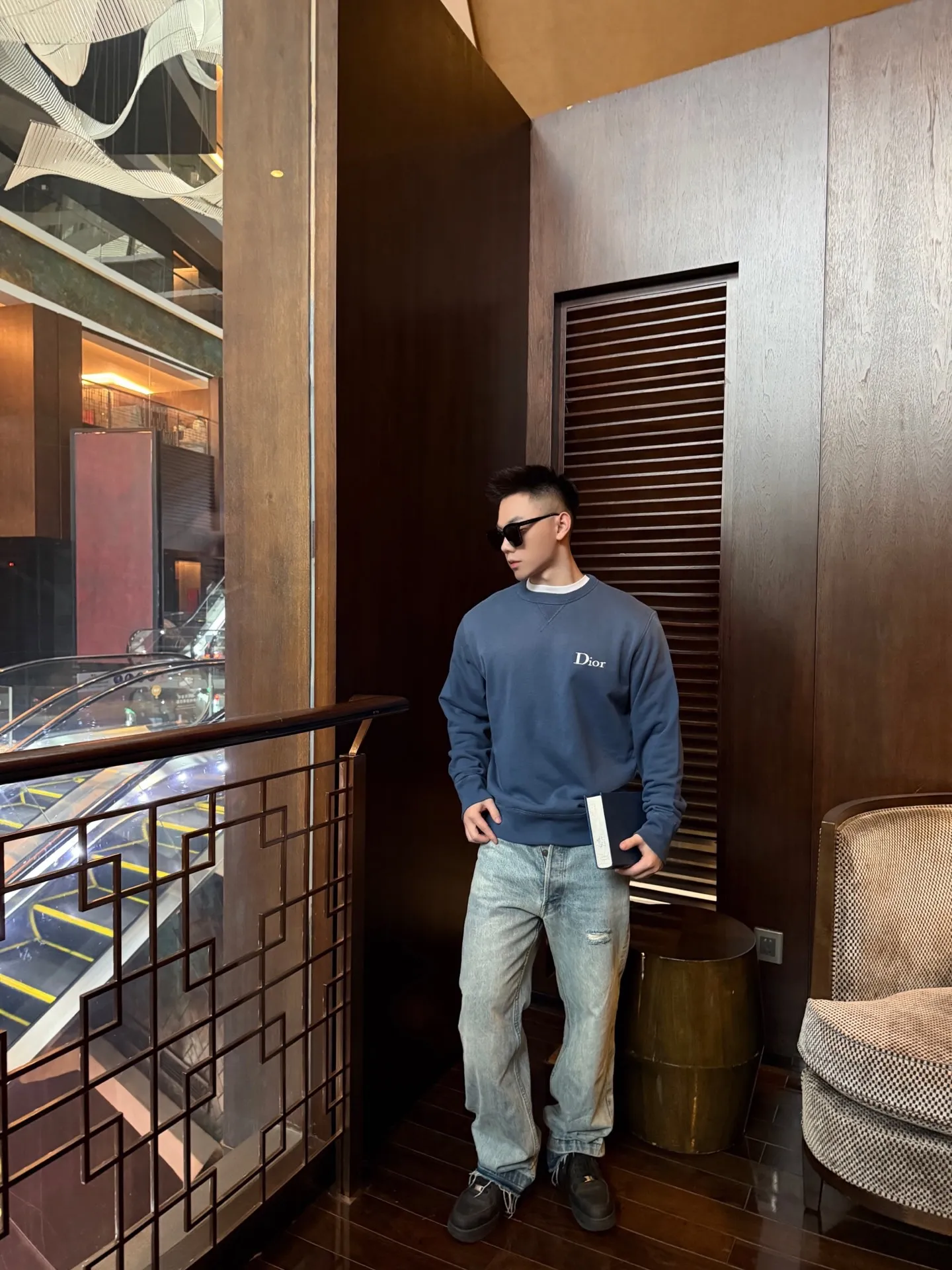 Dior chest embroidered logo crewneck sweatshirt