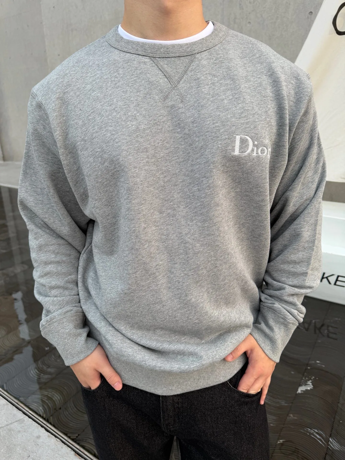 Dior chest embroidered logo crewneck sweatshirt