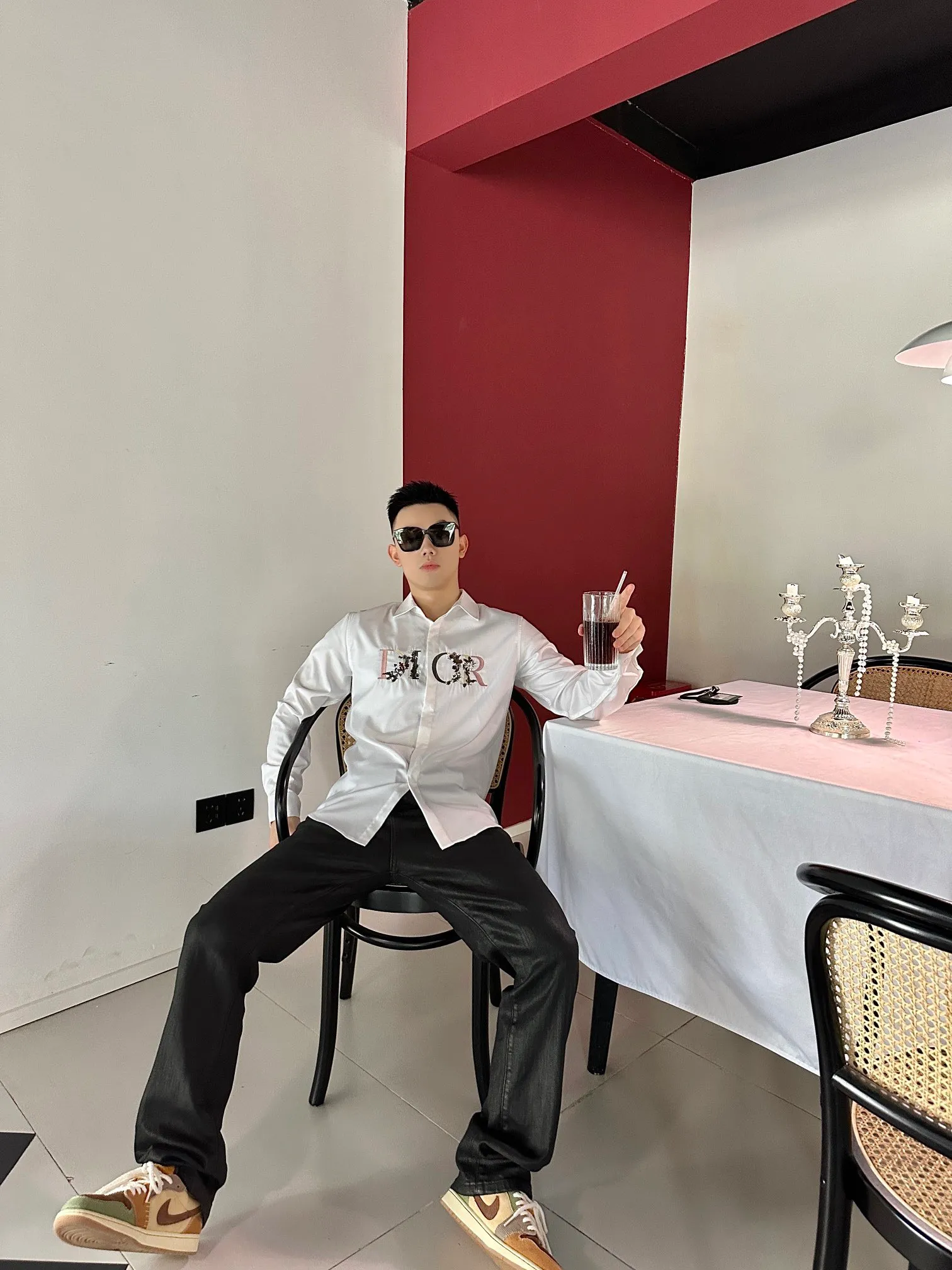 Dior/Dior Gradient Floral Embroidered Shirt
