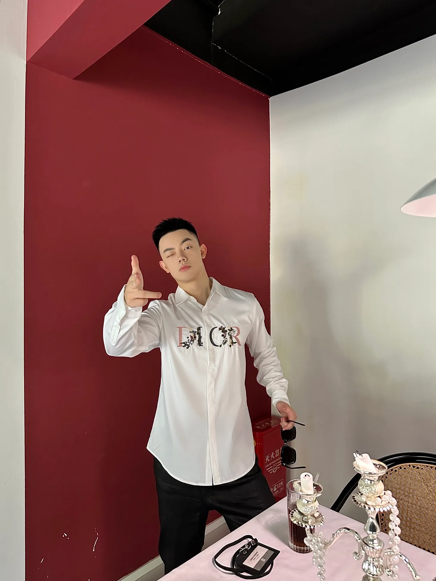 Dior/Dior Gradient Floral Embroidered Shirt