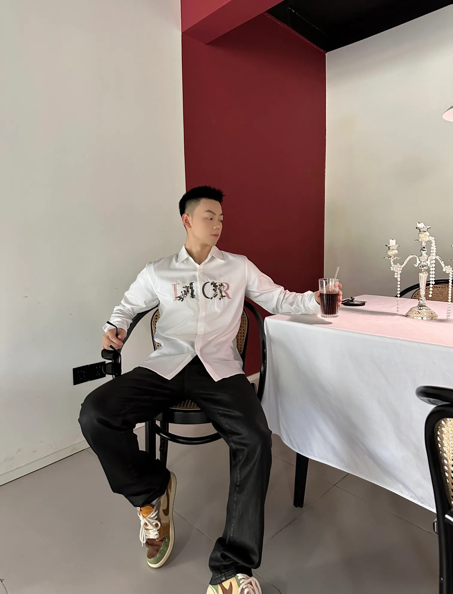 Dior/Dior Gradient Floral Embroidered Shirt