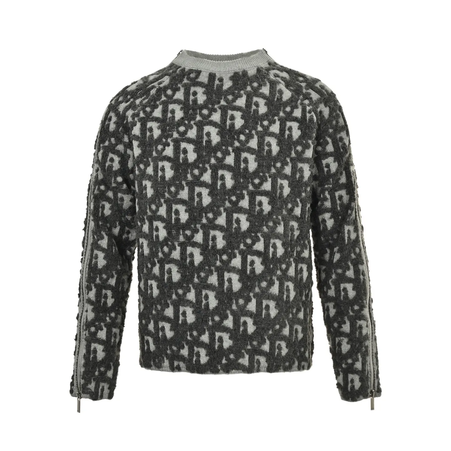 Dior/Dior 25Fw Floral Towel Embroidered Jacquard Zipper Crewneck Sweater