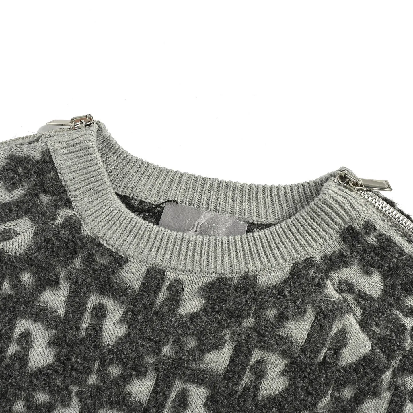 Dior/Dior 25Fw Floral Towel Embroidered Jacquard Zipper Crewneck Sweater