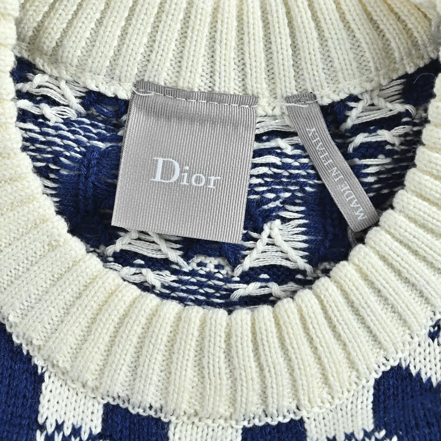 Dior/Dior Houndstooth Jacquard Knit Sweater