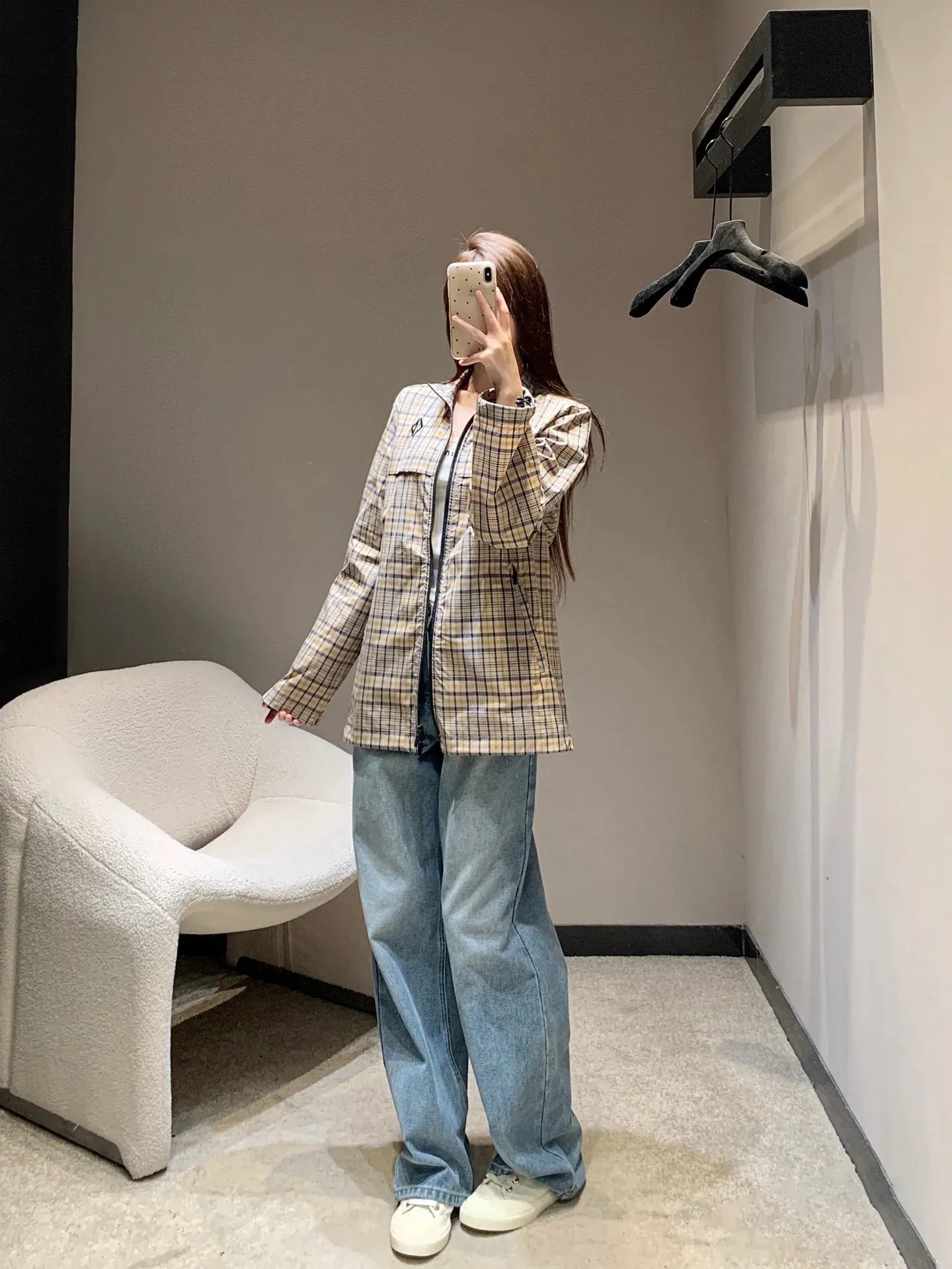 Dior/Dior CD Diamond Plaid Striped Blend Shirt Jacket