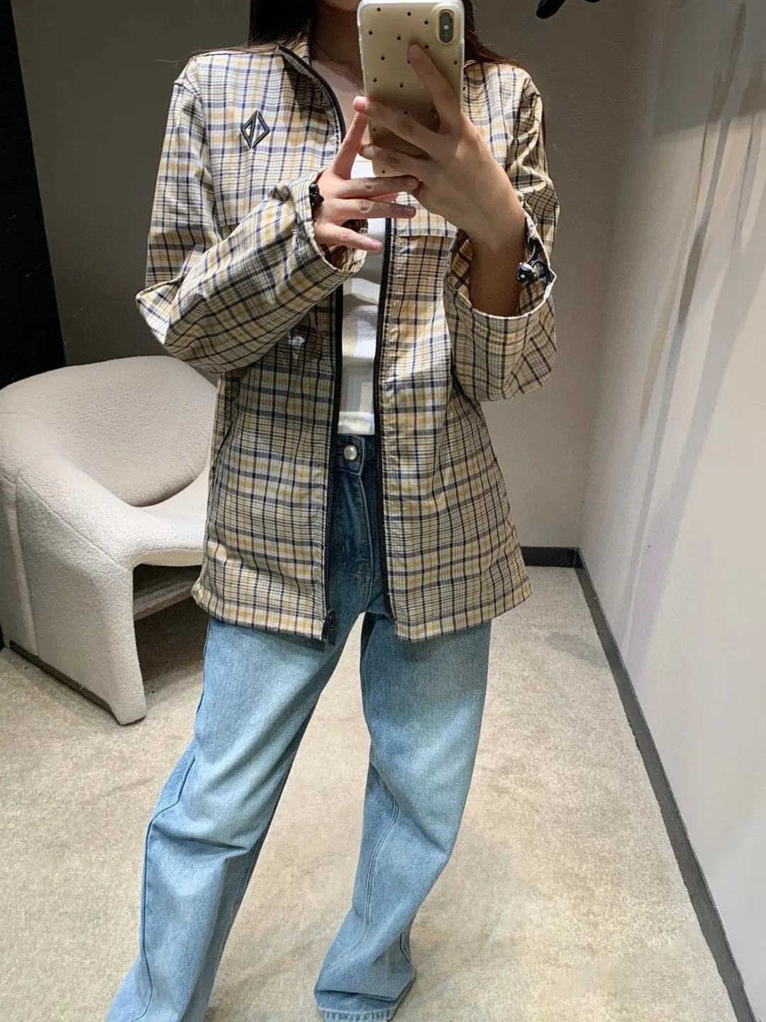 Dior/Dior CD Diamond Plaid Striped Blend Shirt Jacket