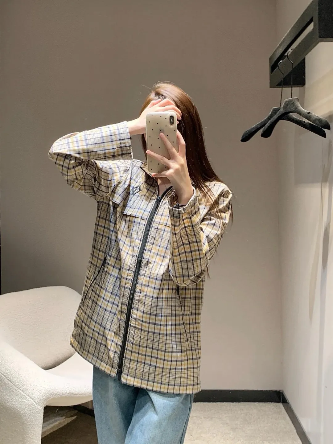 Dior/Dior CD Diamond Plaid Striped Blend Shirt Jacket