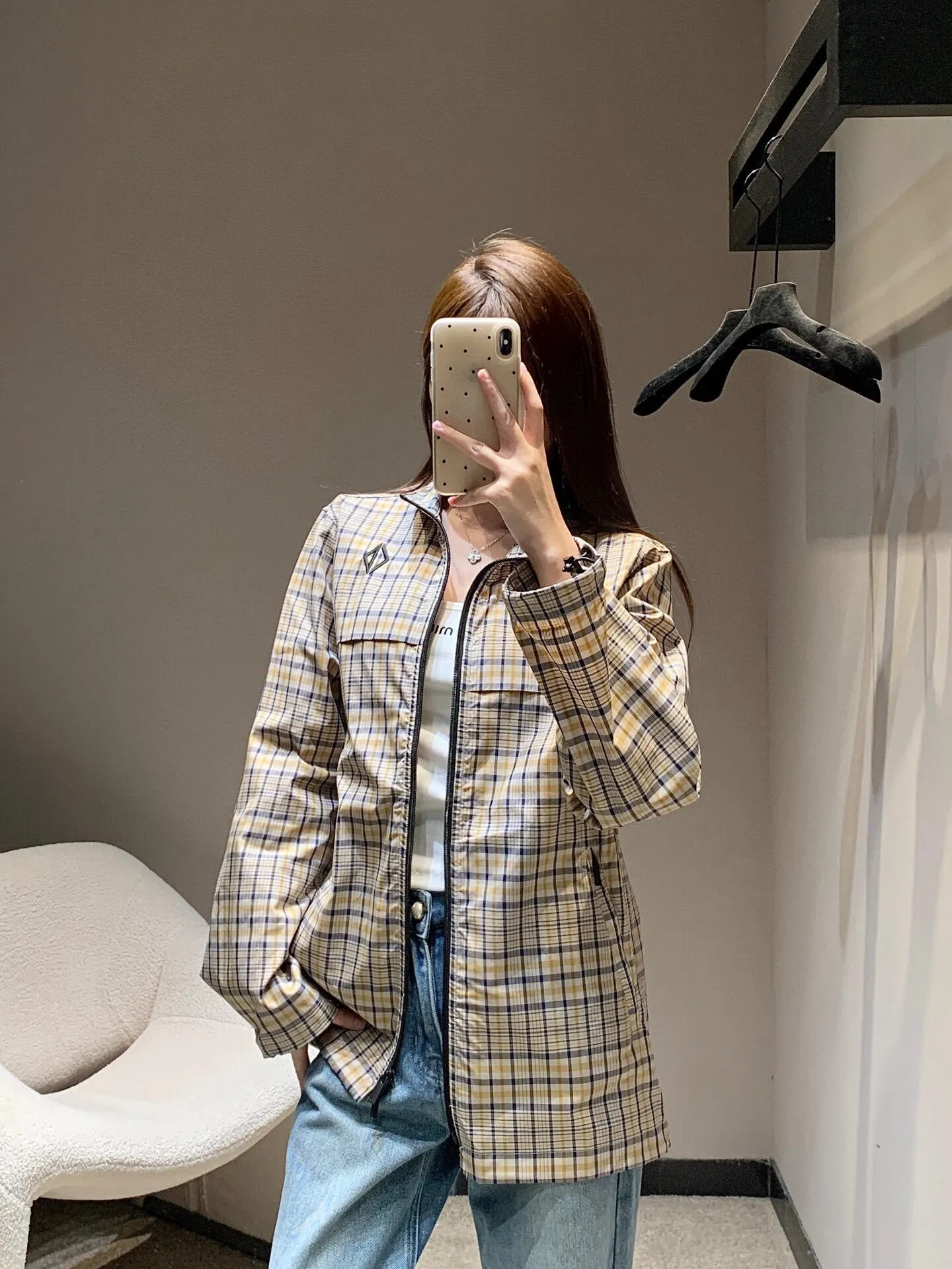 Dior/Dior CD Diamond Plaid Striped Blend Shirt Jacket
