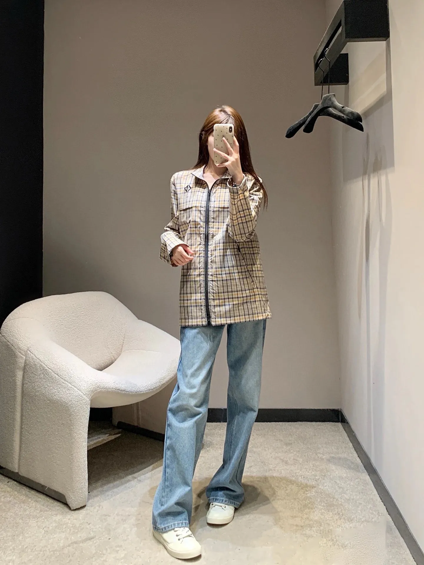Dior/Dior CD Diamond Plaid Striped Blend Shirt Jacket