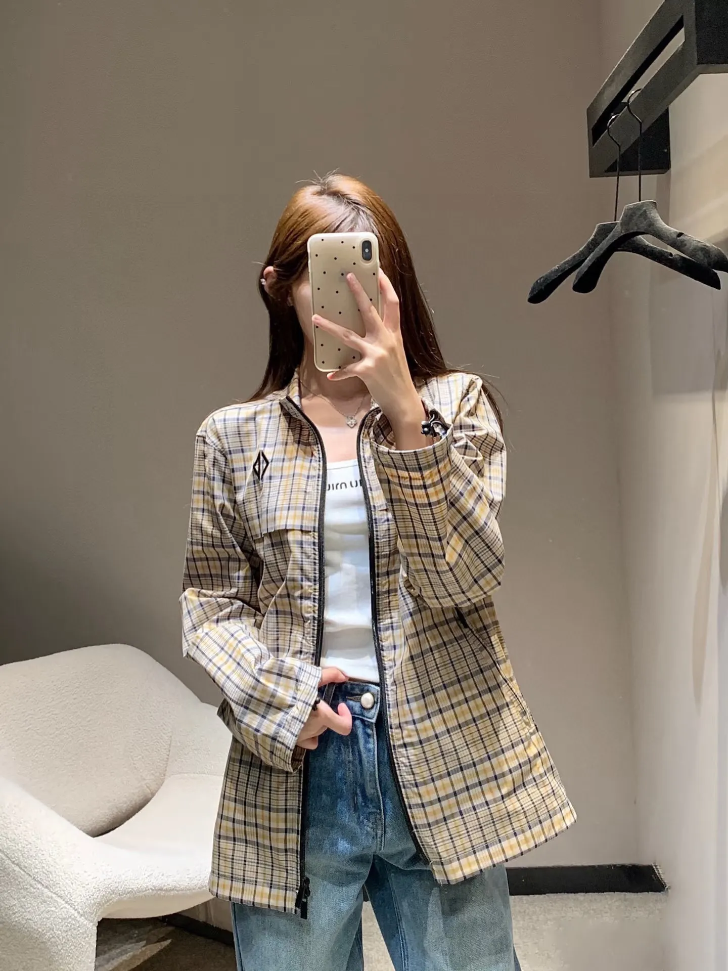 Dior/Dior CD Diamond Plaid Striped Blend Shirt Jacket