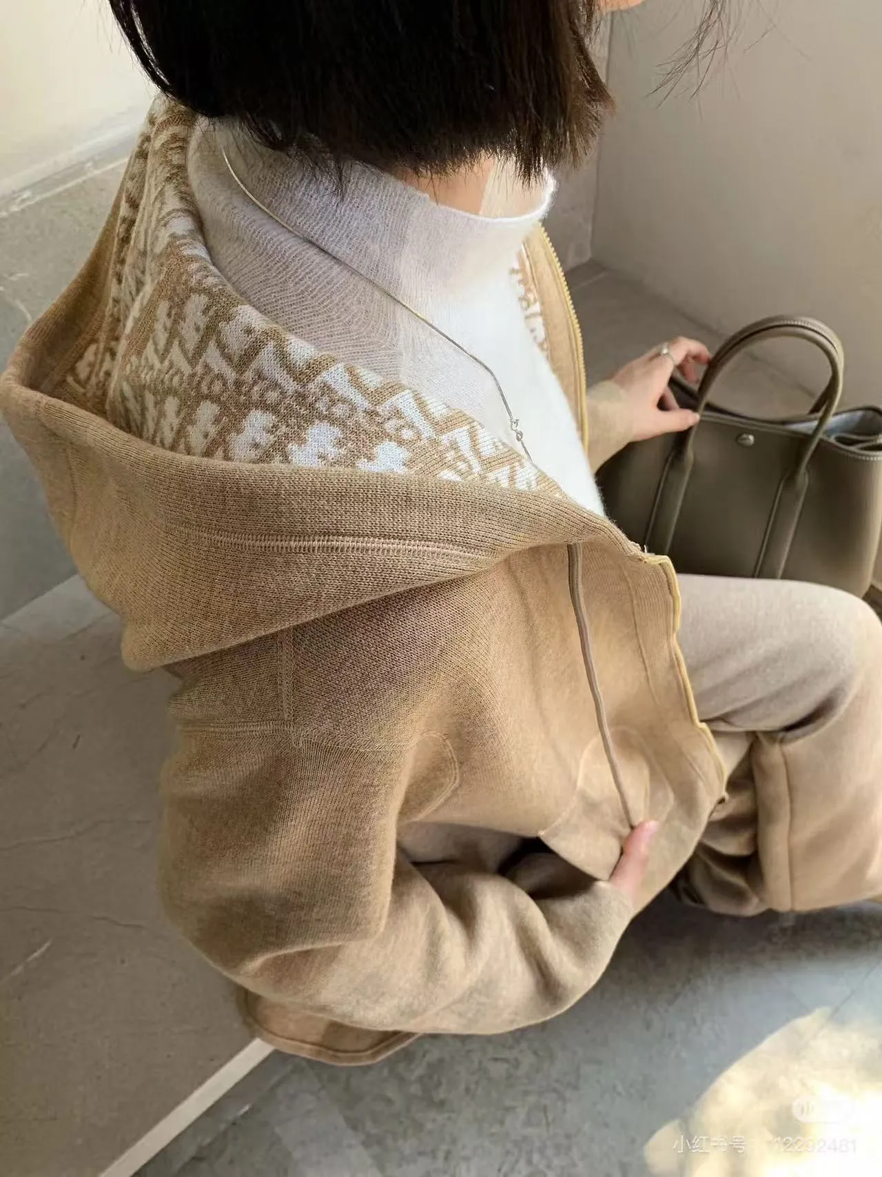 Dior/Dior jacquard jacquard reversible hooded jacket