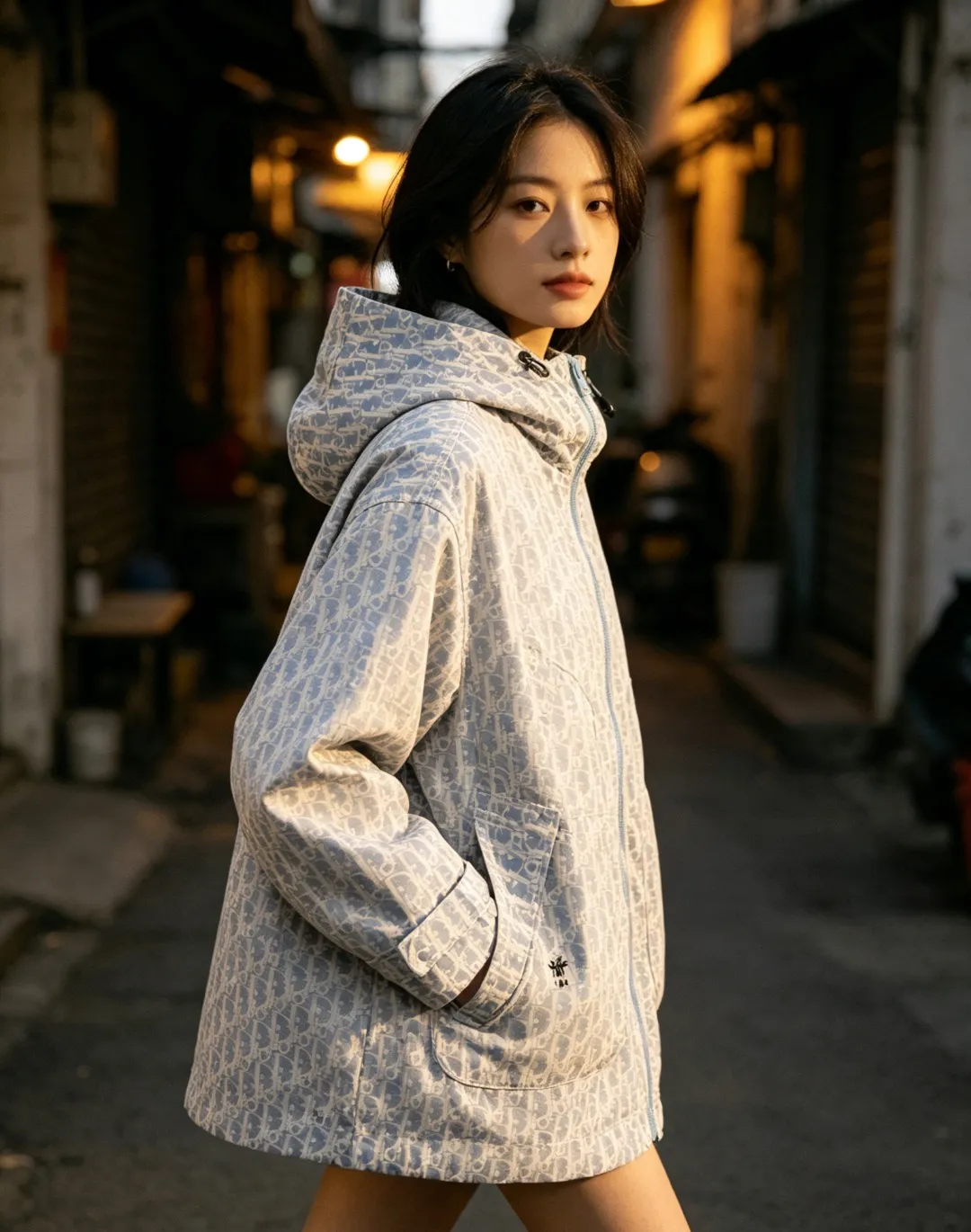 Dior/Dior Bee Full Print Logo Zip Jacket