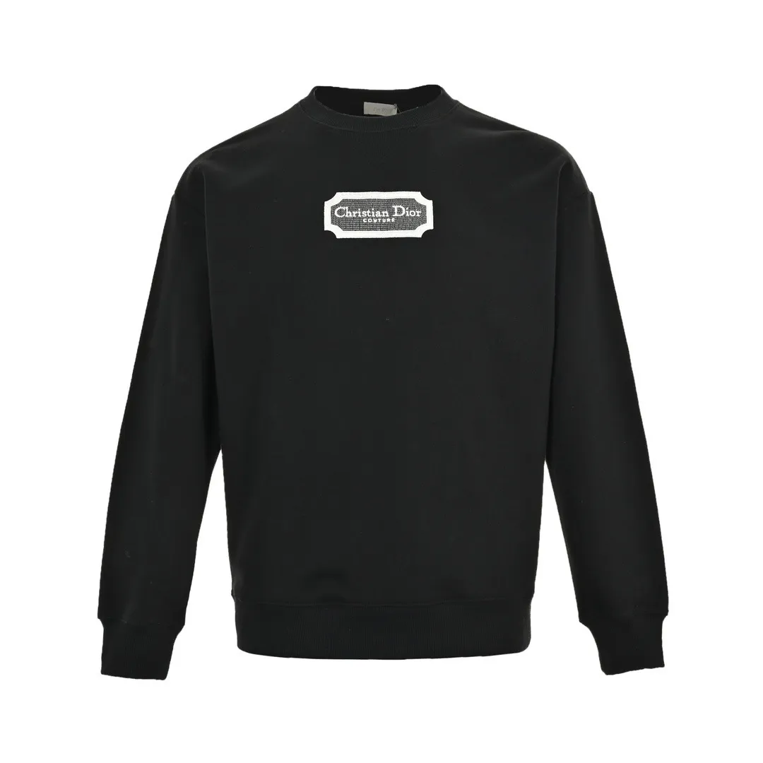 Dior/Dior 22Fw silver embroidered logo crewneck sweatshirt