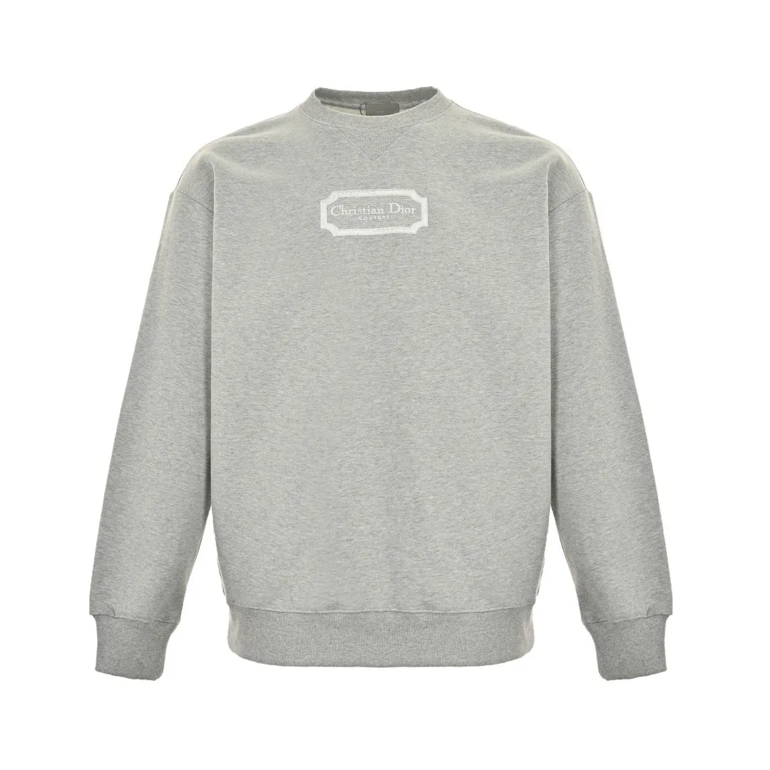 Dior/Dior 22Fw silver embroidered logo crewneck sweatshirt