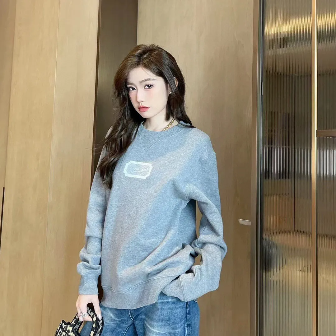 Dior/Dior 22Fw silver embroidered logo crewneck sweatshirt