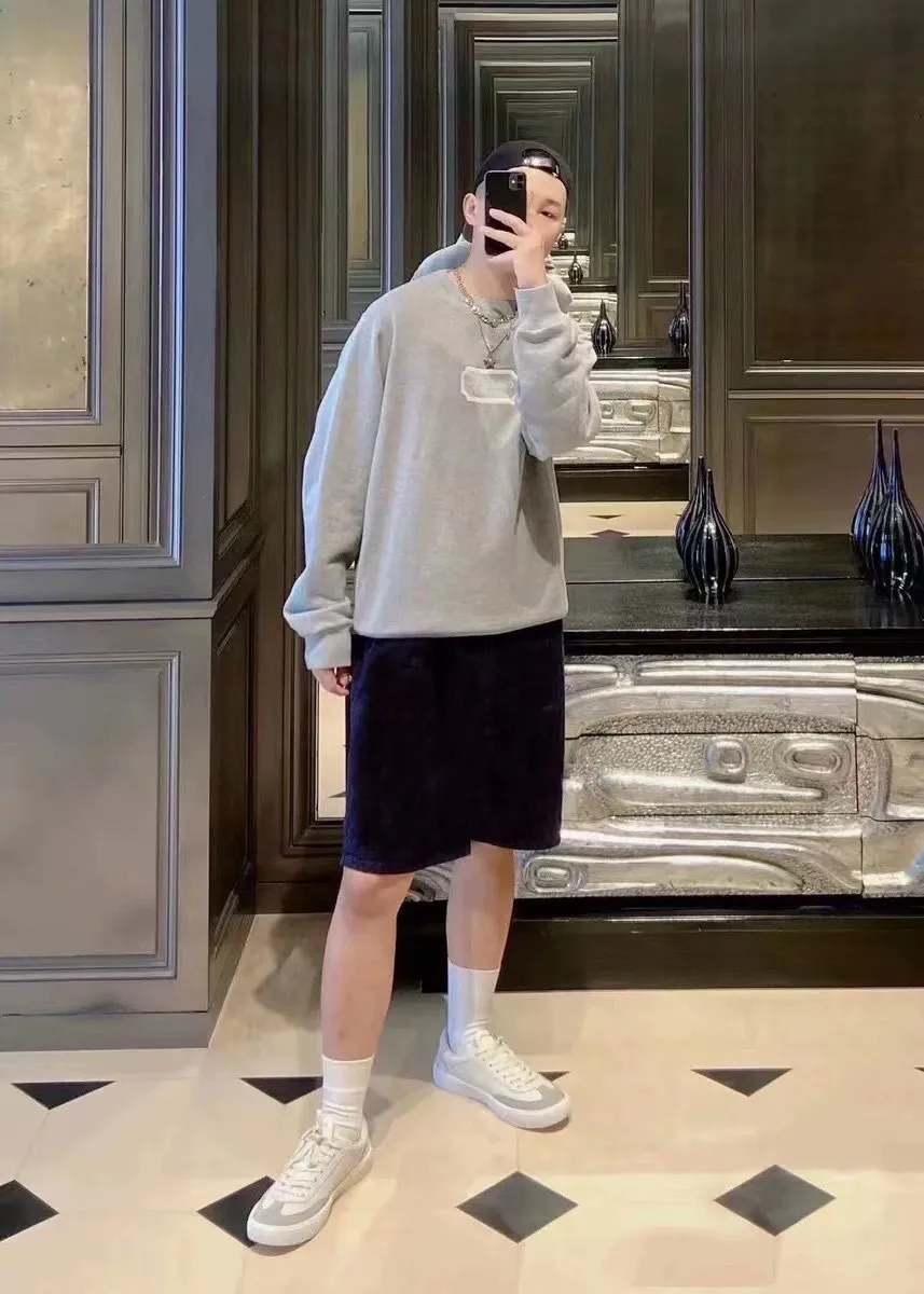 Dior/Dior 22Fw silver embroidered logo crewneck sweatshirt