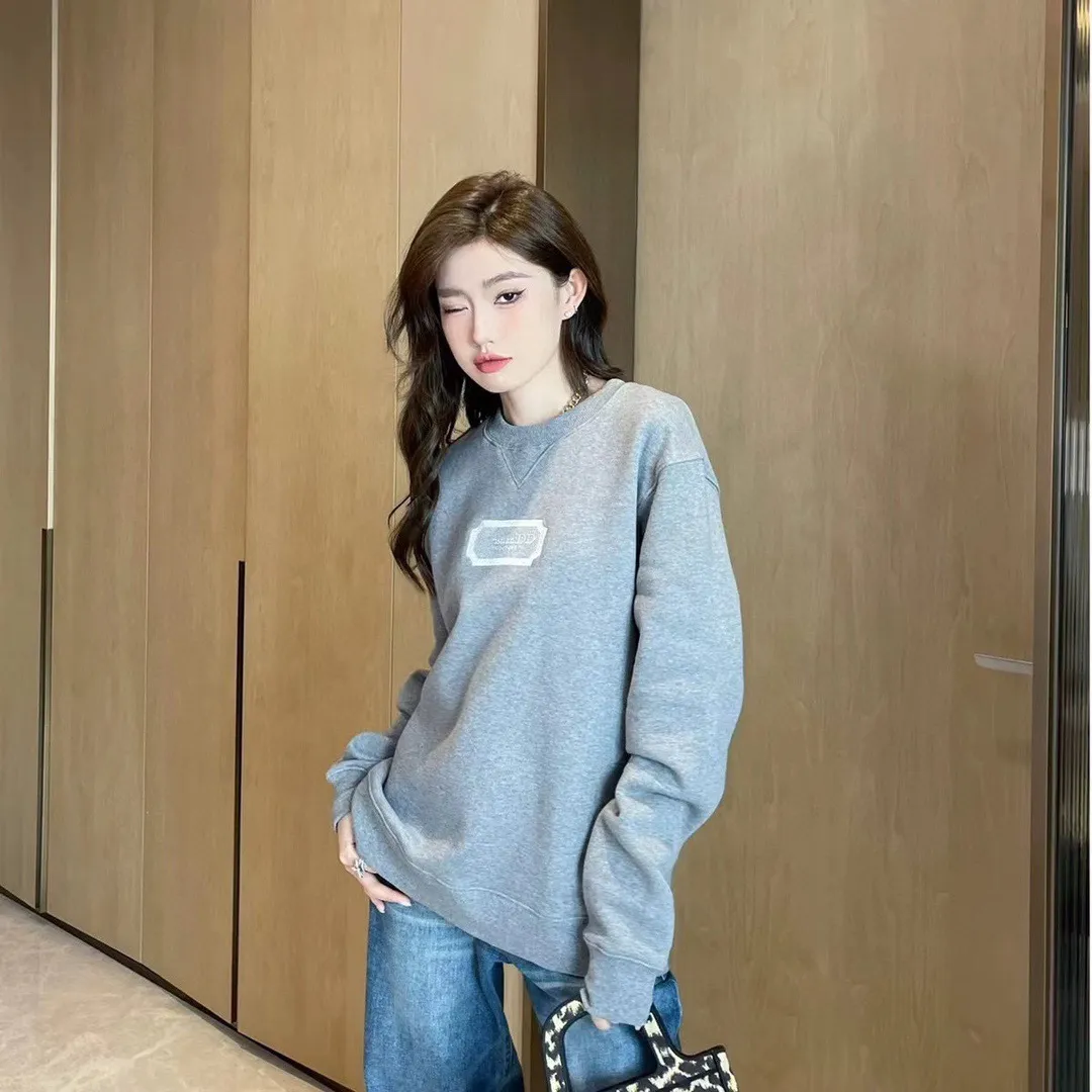 Dior/Dior 22Fw silver embroidered logo crewneck sweatshirt