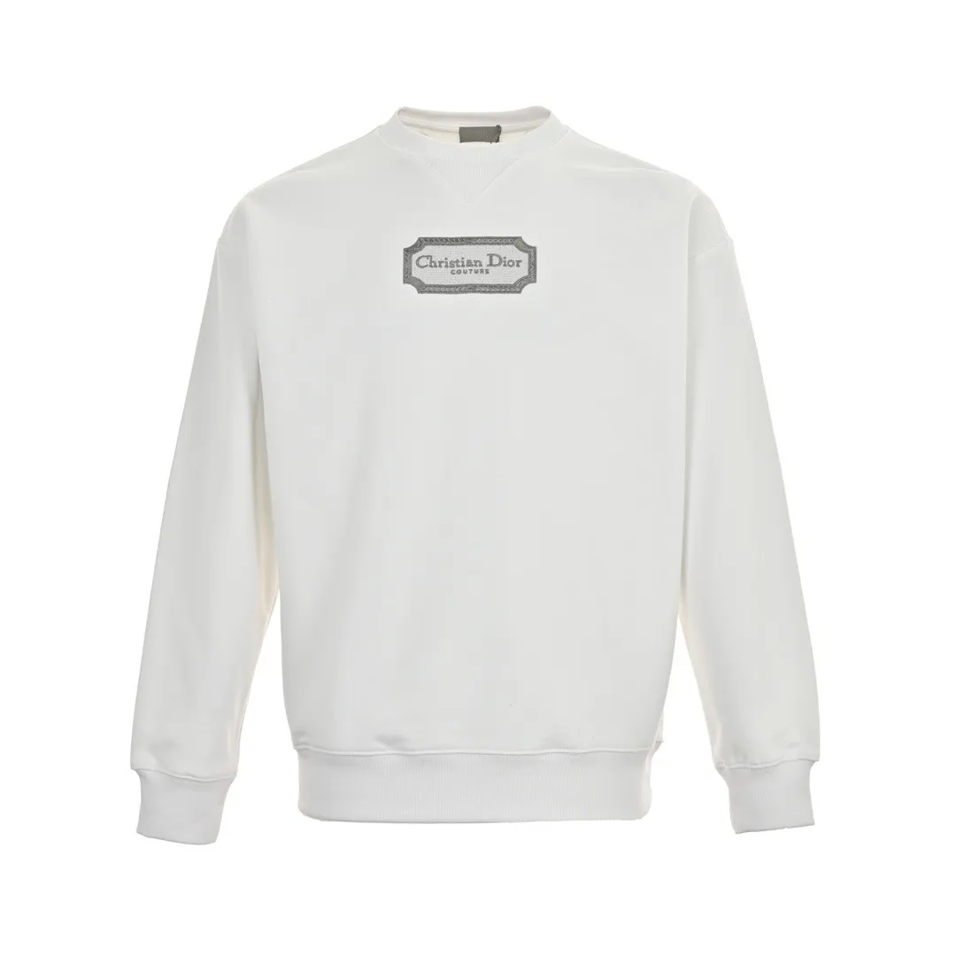 Dior/Dior 22Fw silver embroidered logo crewneck sweatshirt