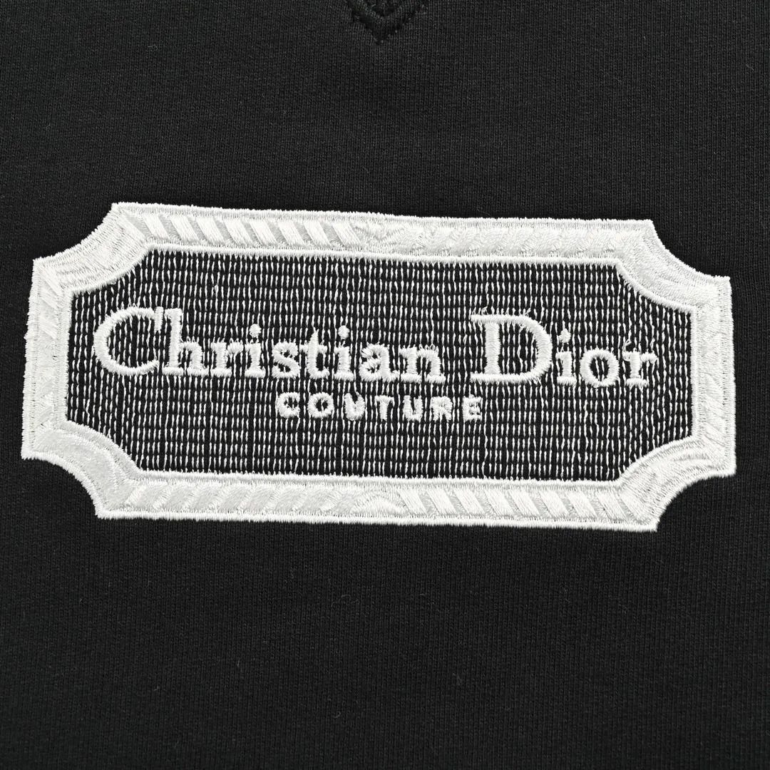 Dior/Dior 22Fw silver embroidered logo crewneck sweatshirt