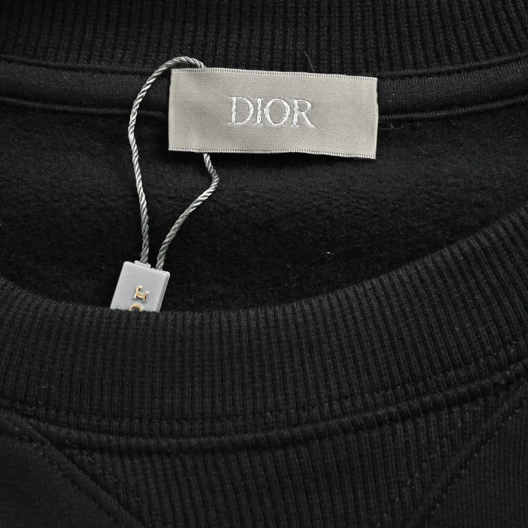 Dior/Dior 22Fw silver embroidered logo crewneck sweatshirt