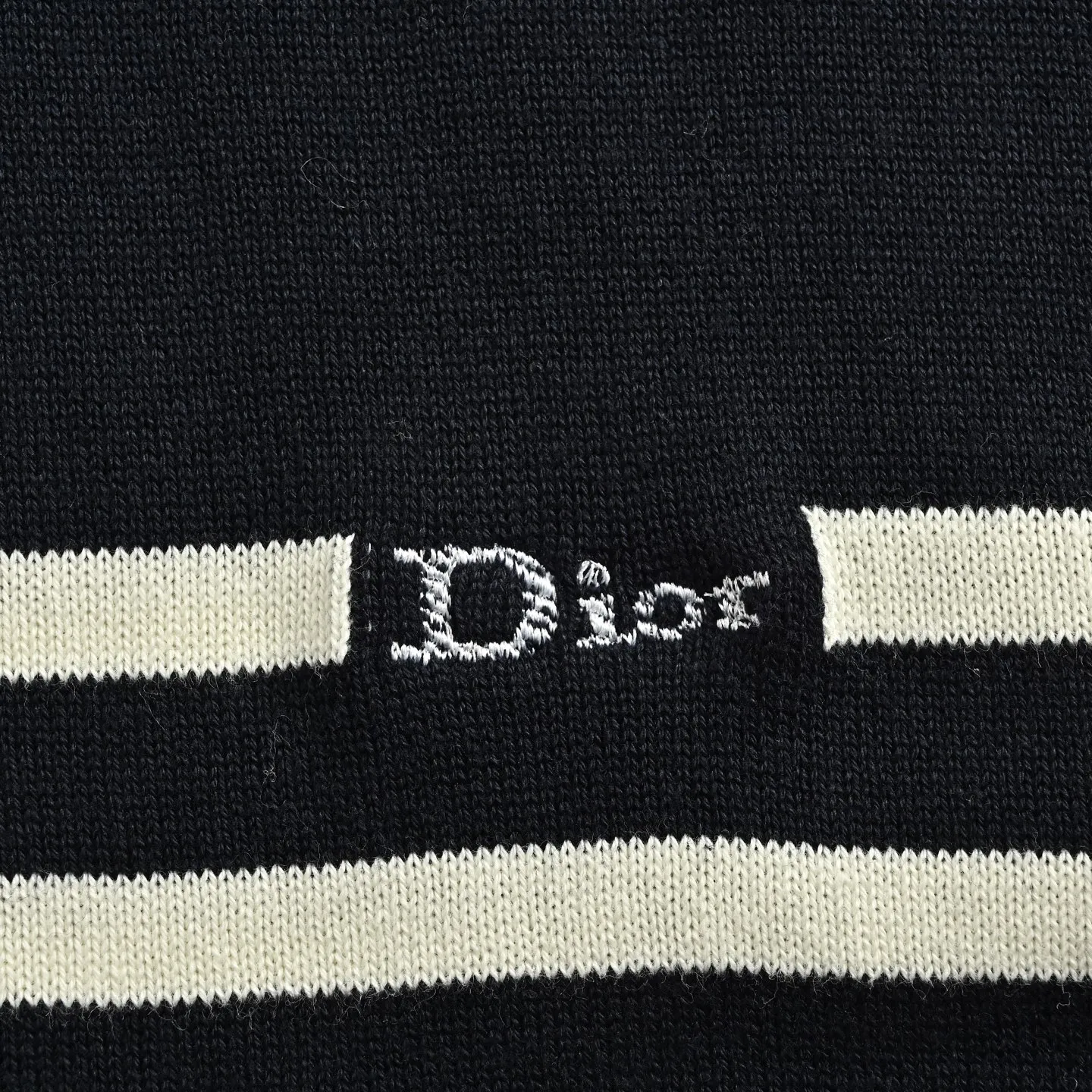 Dior/Dior embroidered logo knitted striped sweater