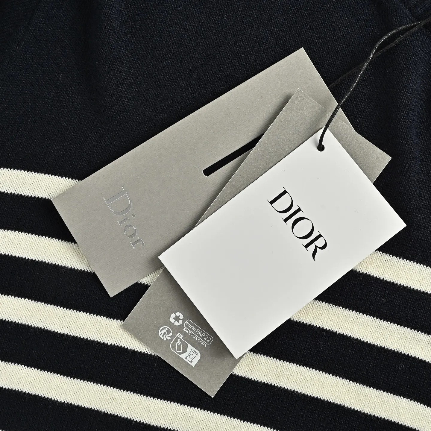 Dior/Dior embroidered logo knitted striped sweater