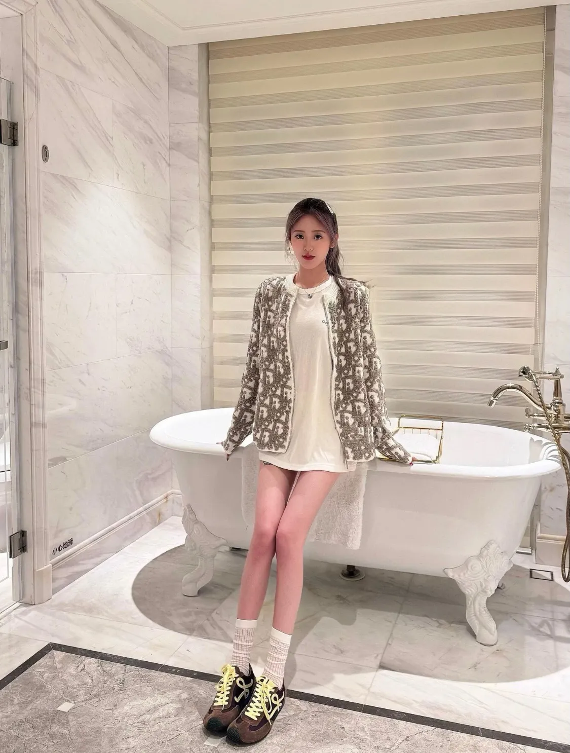 Dior/Dior 25Fw Floral Towel Jacquard Zip Sweater Jacket