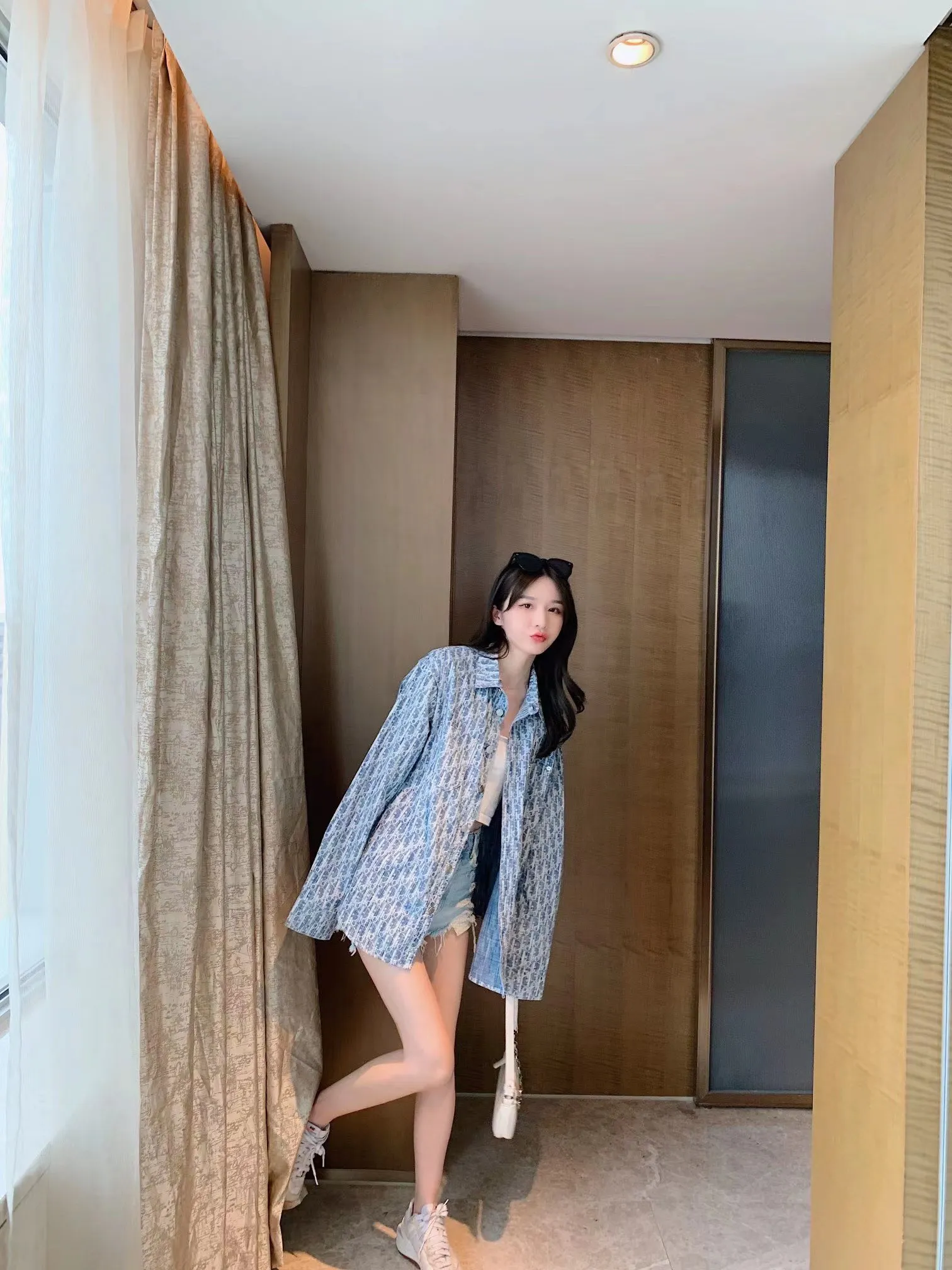 Dior/Dior 22ss Classic all-over printed presbyopic denim shirt jacket